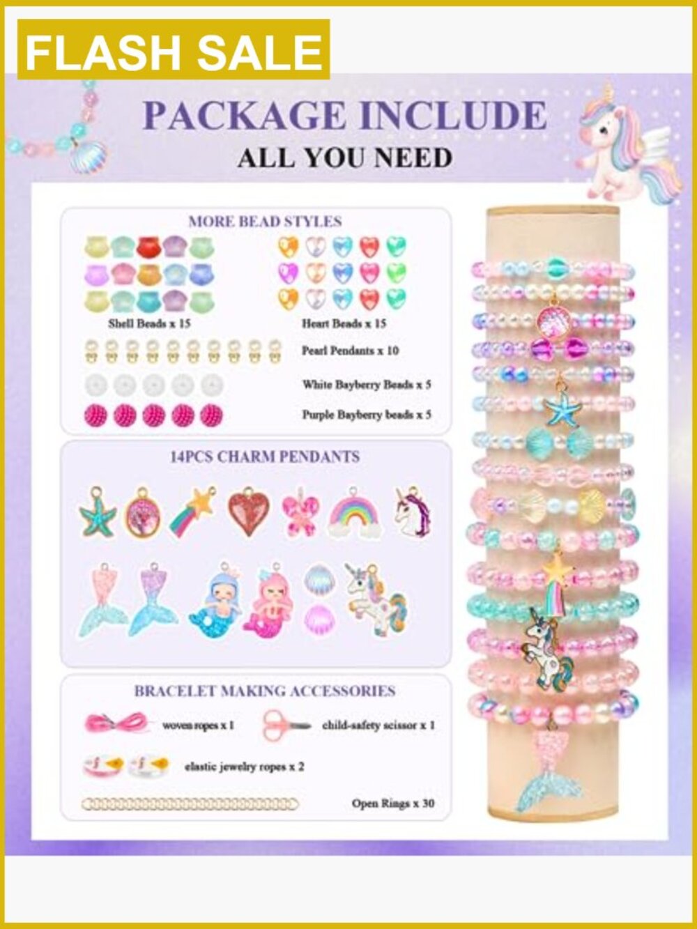 900 PCS Mermaid Bead Bracelet Making Kit for Girls - Picture 2 of 6